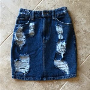 Carmar Distressed Denim Skirt